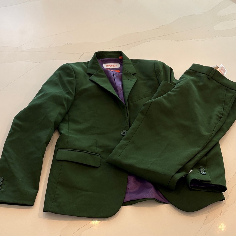 OppoSuits Forest Green Suit with Purple Lining